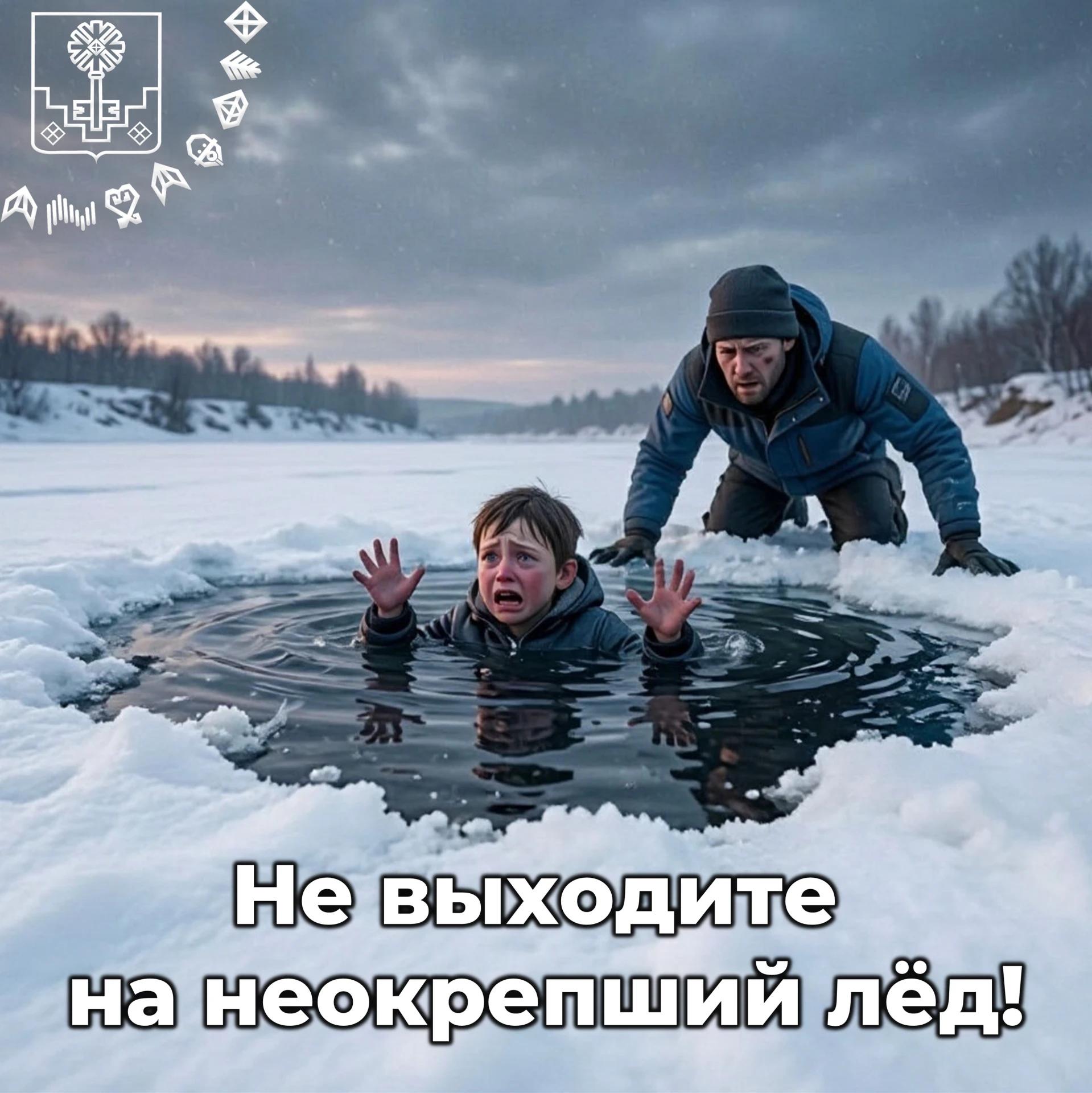 Выход на неокрепший лед смертельно опасен! 