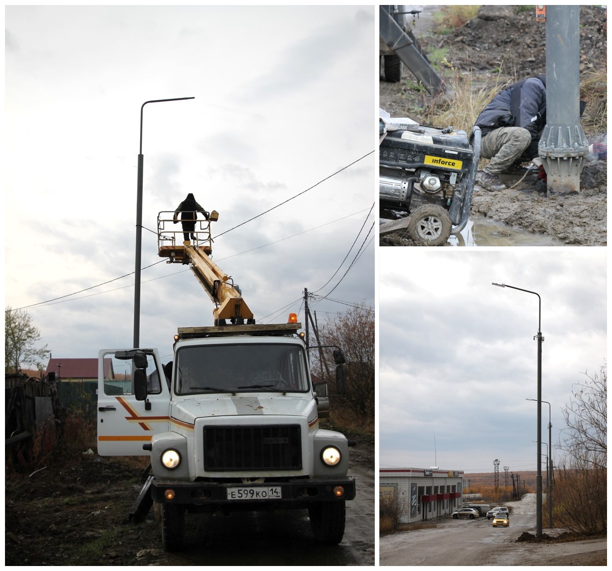 На Нижнем поселке смонтированы опоры освещения
